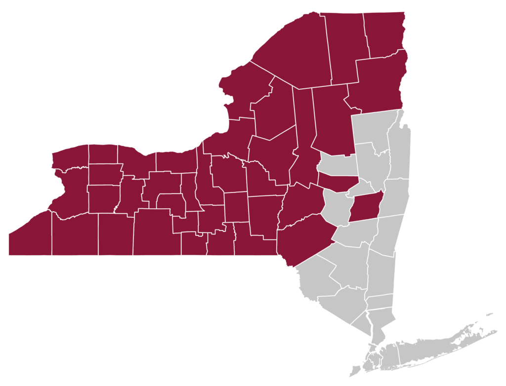 Map of covered NY counties