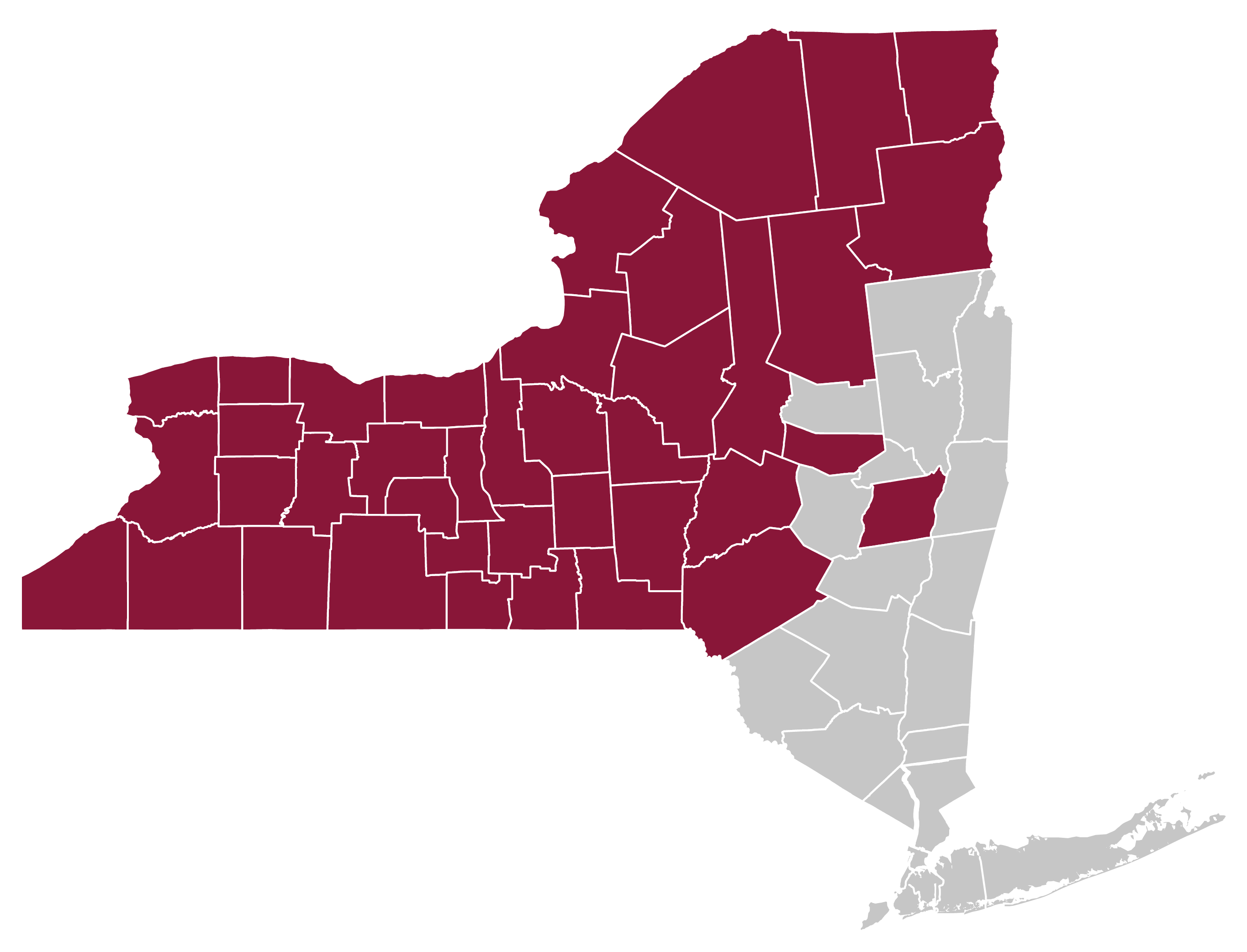 Map of covered NY counties